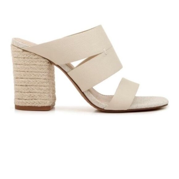 Splendid Matty Ivory Leather Mule Sandals Rope Heel Size 8 - Picture 1 of 11